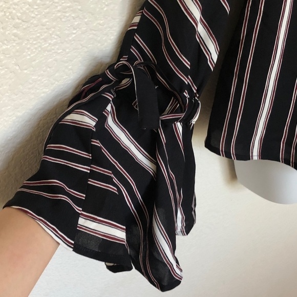 Bishop + Young Blue Stripe Asymmetrical Ruffle Top - Picture 6 of 8